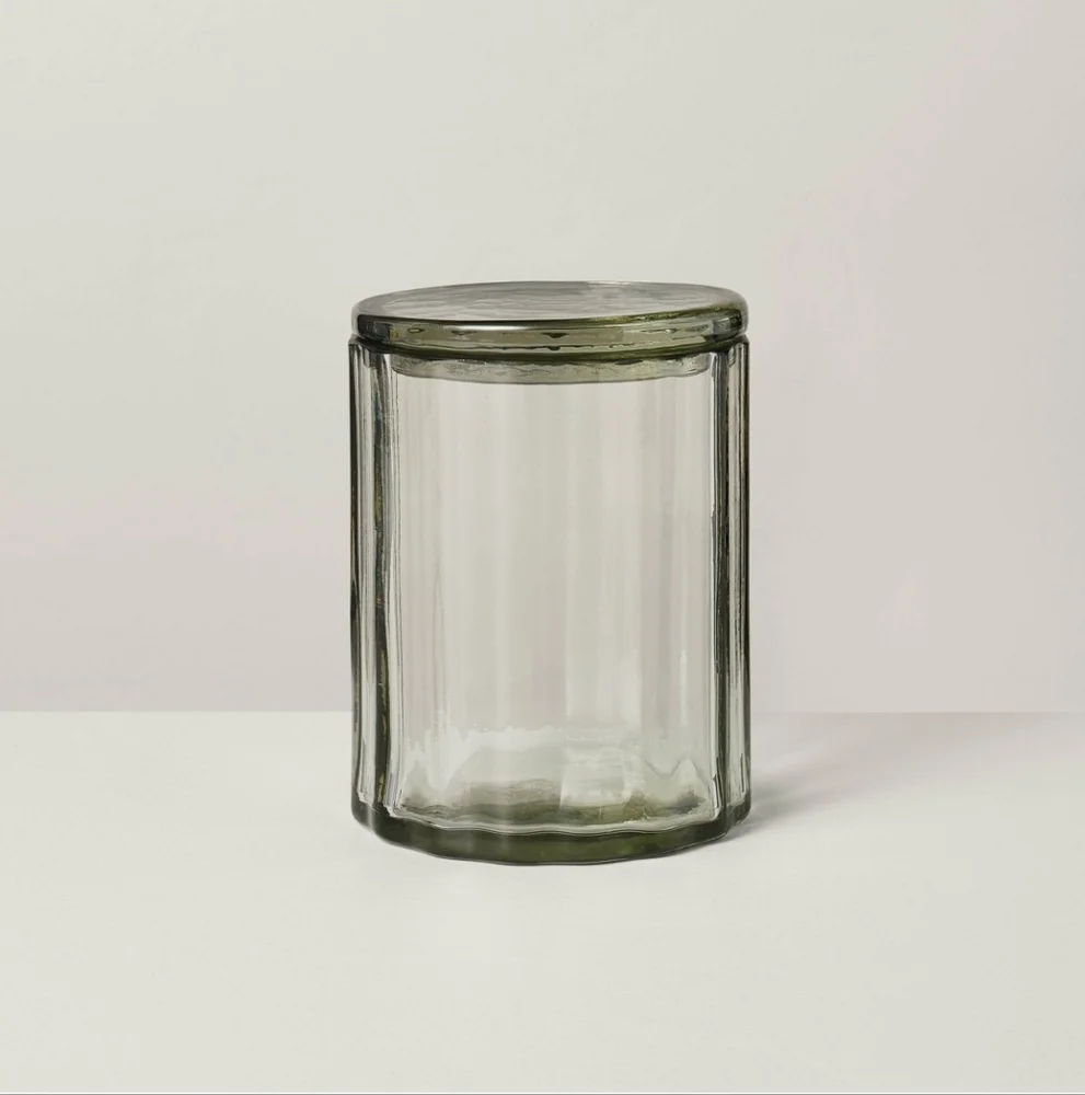 Hearth & Hand NWT Large Fluted Glass Canister In Light Green 5
